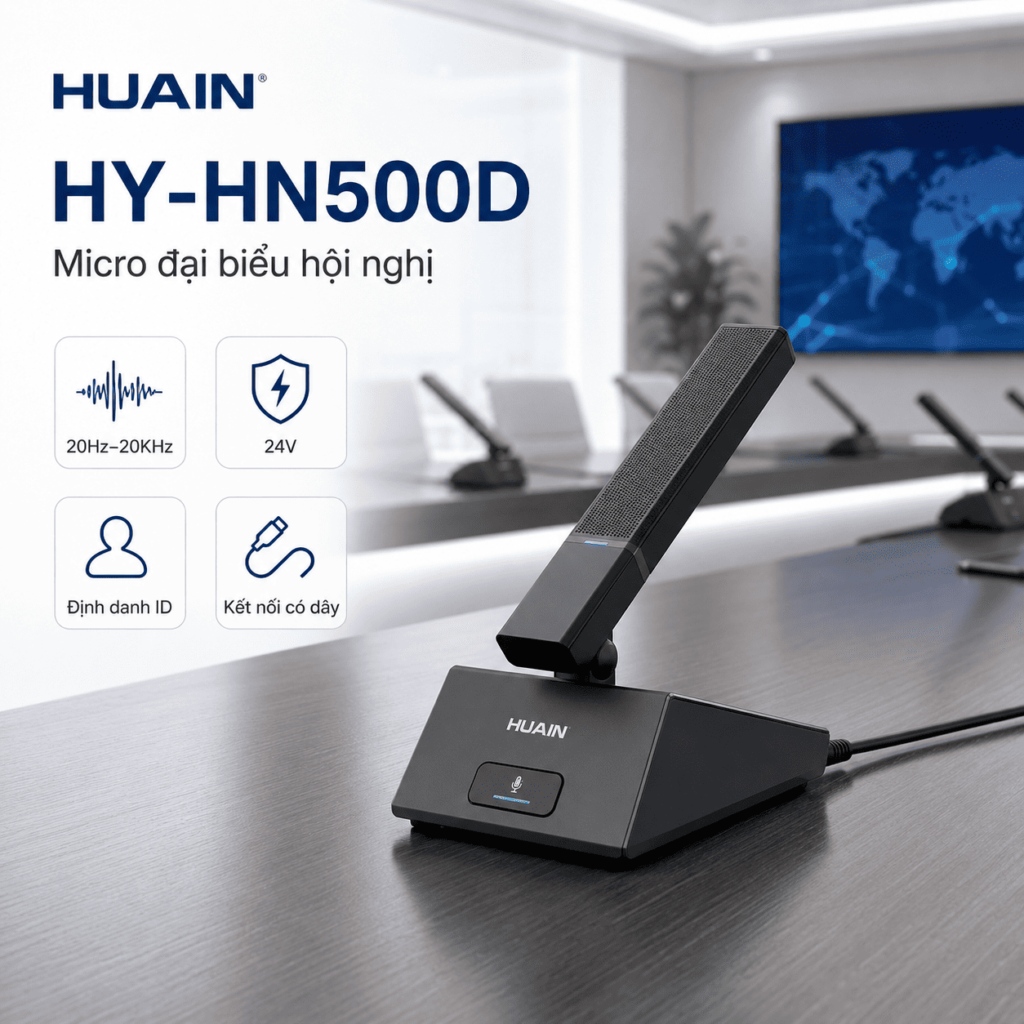Microphone đại biểu Huain HY-HN500D dùng dây, dải tần 20Hz–20KHz 10 microphone-dai-bieu-huain-hy-hn500d