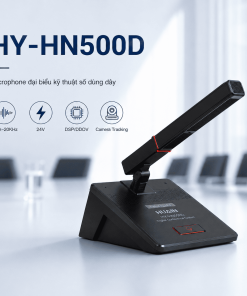 Microphone đại biểu Huain HY-HN500D là micro hội thảo kỹ thuật số dùng dây, điện áp DC 24V, dải tần 20Hz–20KHz, hỗ trợ DSP/DDOV, camera tracking, định danh ID kỹ thuật số và âm thanh rõ ràng cho phòng họp chuyên nghiệp.