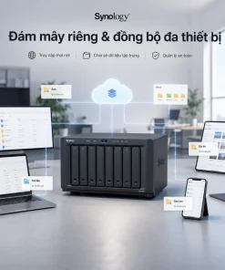 Synology DS1823xs+ là NAS doanh nghiệp 8 khay, sử dụng CPU AMD Ryzen V1780B, RAM ECC 8GB, mạng 10GbE và cổng quản trị OOB. Thiết bị hỗ trợ nâng cấp mạng 25GbE, Fibre Channel, RAID F1, hai khe M.2 NVMe, tối đa 18 ổ đĩa, 8 máy ảo và 75 camera IP.