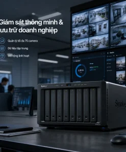 NAS Synology DS1823xs+ 8 Bay, Ryzen, ECC, 10GbE 6 Synology DS1823xs+ là NAS doanh nghiệp 8 khay, sử dụng CPU AMD Ryzen V1780B, RAM ECC 8GB, mạng 10GbE và cổng quản trị OOB. Thiết bị hỗ trợ nâng cấp mạng 25GbE, Fibre Channel, RAID F1, hai khe M.2 NVMe, tối đa 18 ổ đĩa, 8 máy ảo và 75 camera IP.