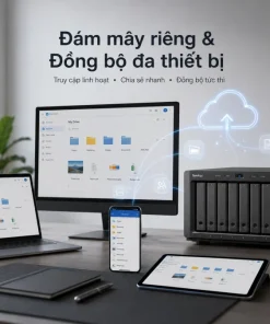 Synology DS1825+ là NAS doanh nghiệp 8 khay, sử dụng CPU AMD Ryzen V1500B, RAM ECC 8GB, Dual 2.5GbE và hai khe M.2 NVMe. Thiết bị hỗ trợ nâng cấp mạng 10/25GbE, mở rộng lên 18 ổ đĩa, RAID 5/6/10, máy ảo, High Availability và tối đa 40 camera IP.