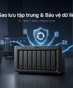 NAS Synology DS1825+ 8 Bay, RAM ECC, Dual 2.5GbE 6 Synology DS1825+ là NAS doanh nghiệp 8 khay, sử dụng CPU AMD Ryzen V1500B, RAM ECC 8GB, Dual 2.5GbE và hai khe M.2 NVMe. Thiết bị hỗ trợ nâng cấp mạng 10/25GbE, mở rộng lên 18 ổ đĩa, RAID 5/6/10, máy ảo, High Availability và tối đa 40 camera IP.