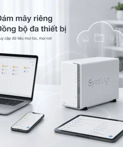 NAS Synology DS223j 2 Bay – Lưu trữ đám mây riêng 5 Synology DS223j là NAS 2 khay hỗ trợ Btrfs, RAID, Synology Drive, Photos và lưu camera IP, phù hợp gia đình, cá nhân và văn phòng nhỏ.
