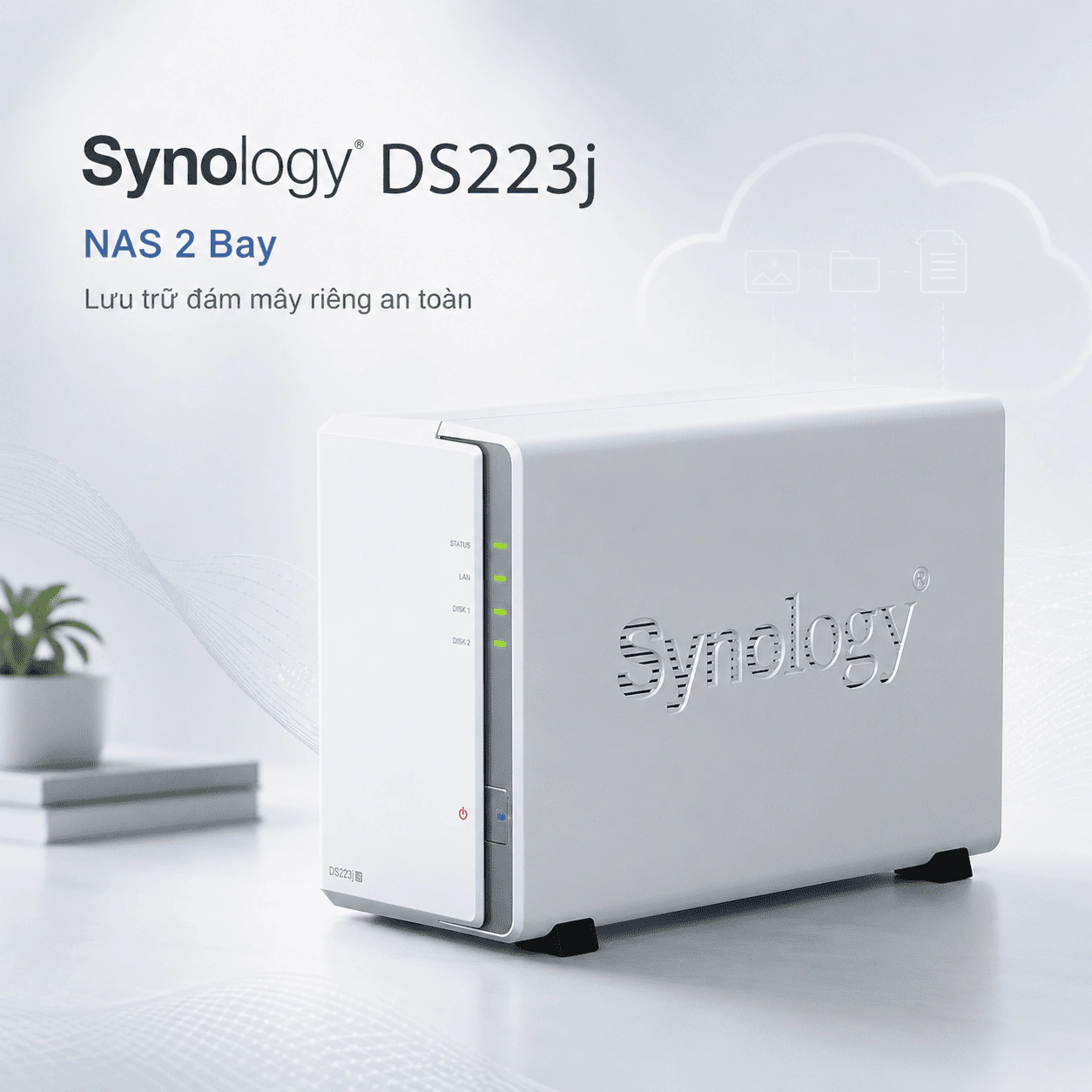 NAS Synology DS223j 2 Bay – Lưu trữ đám mây riêng 1 Synology DS223j là NAS 2 khay hỗ trợ Btrfs, RAID, Synology Drive, Photos và lưu camera IP, phù hợp gia đình, cá nhân và văn phòng nhỏ.