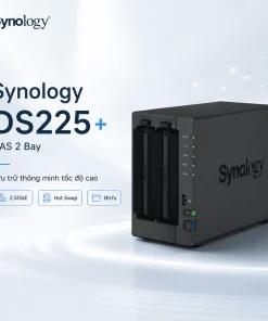 NAS Synology DS225+ 2 Bay trang bị Intel J4125, RAM 2GB, LAN 2.5GbE, hỗ trợ Btrfs, RAID, sao lưu, đám mây riêng và tối đa 25 camera IP.