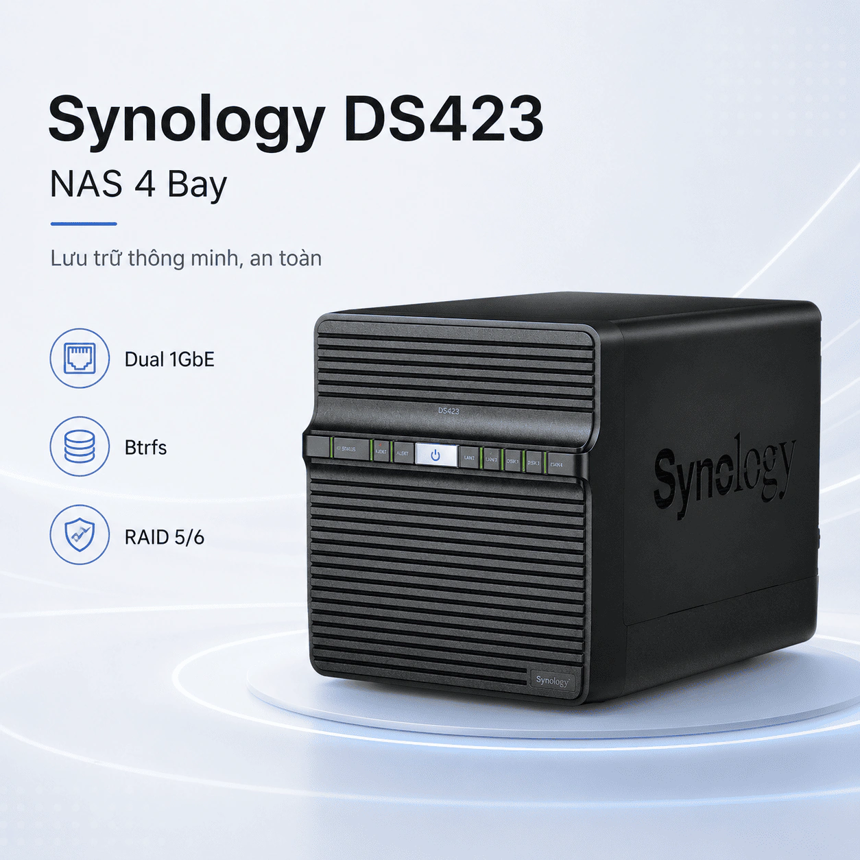 NAS Synology DS423 4 Bay, RAM 2GB, Dual LAN 1GbE 1 NAS Synology DS423 4 Bay, RAM 2GB, Dual LAN 1GbE