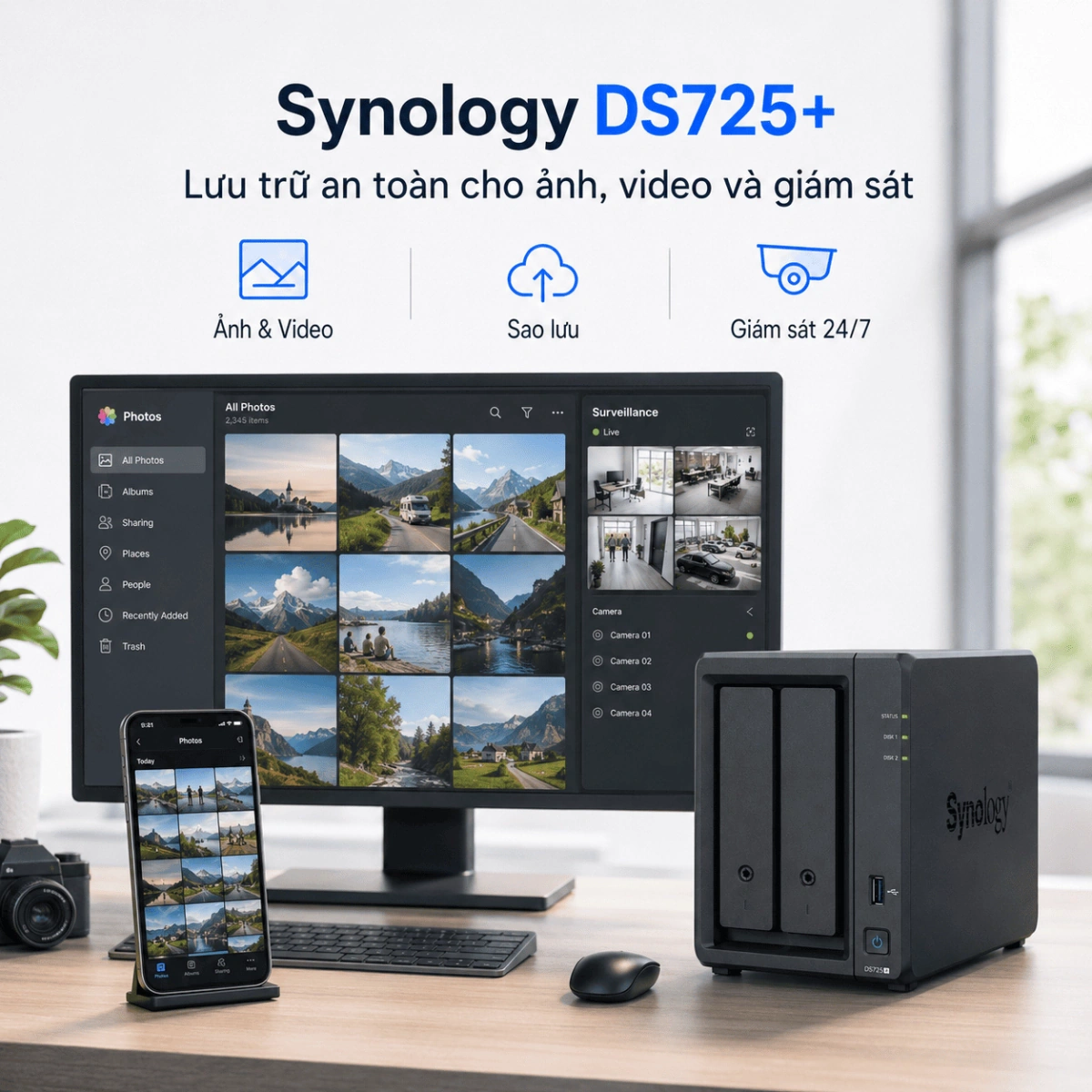 NAS Synology DS725+ Ryzen R1600, RAM ECC, 2.5GbE 2 NAS Synology DS725+ Ryzen R1600, RAM ECC, 2.5GbE