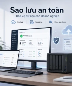 Synology DS925+ là NAS 4 khay dành cho doanh nghiệp, trang bị CPU AMD Ryzen V1500B, RAM ECC 4GB, Dual 2.5GbE và hai khe M.2 NVMe. Thiết bị có thể mở rộng lên 9 khay với DX525, hỗ trợ tối đa 216TB dung lượng thô, RAID 5/6/10, Btrfs, máy ảo, High Availability và tối đa 40 camera IP.