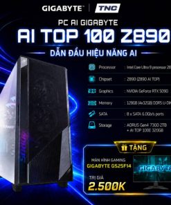 PC AI Gigabyte AI TOP 100 Z890 (AT1I9N9-0005) Core Ultra 9 285K/ 128GB/ 320GB SSD1-AI/ 2TB SSD2/ RTX 5090/ Non-OS/ Đen
